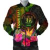 Niue Polynesian Personalised Men's Bomber Jacket - Hibiscus and Banana Leaves - BN15 Bomber Jacket