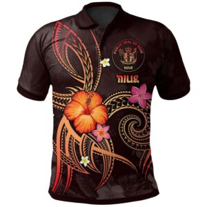 Niue Polynesian Polo Shirt - Legend of Niue (Red) - BN15