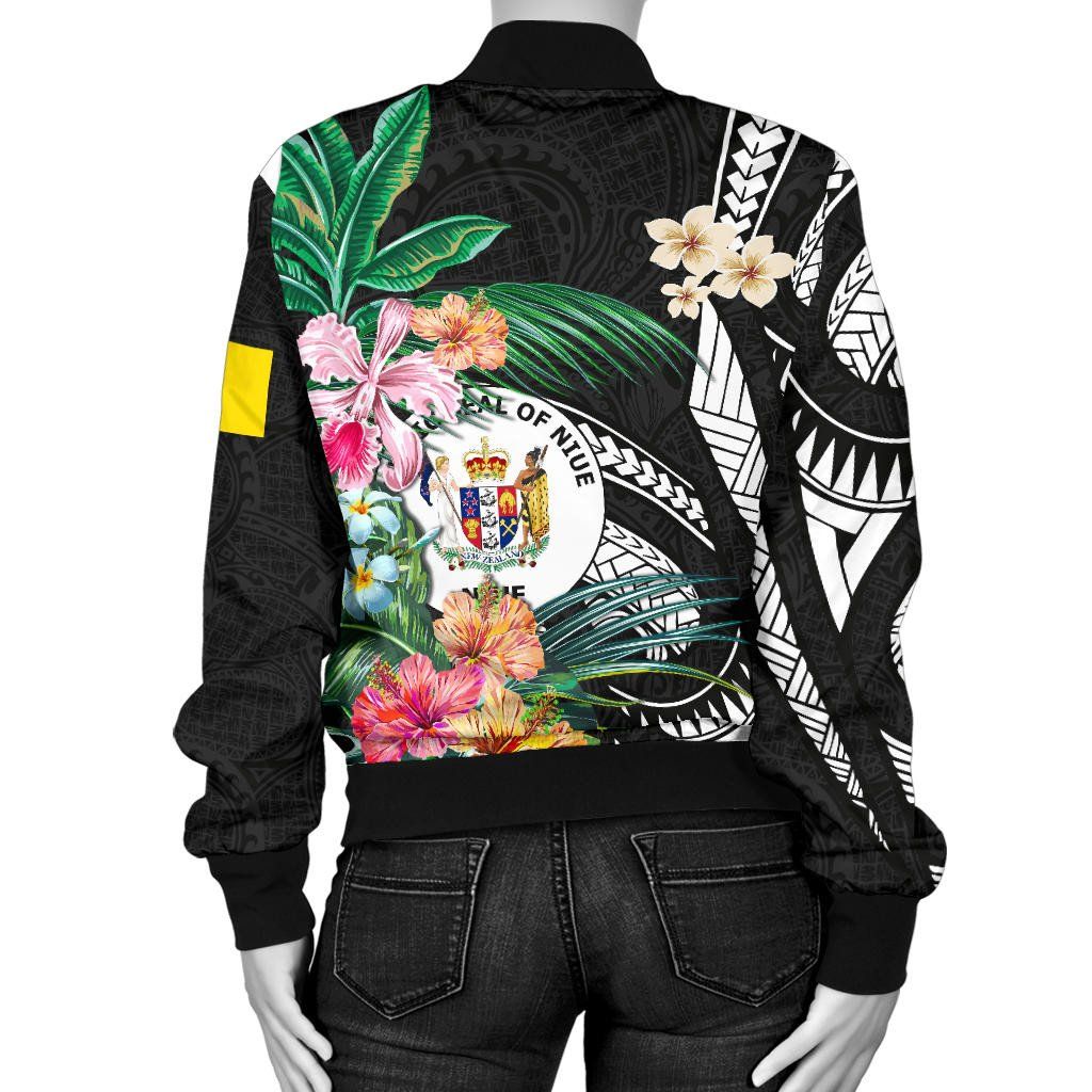 Niue-Womens-Bomber-Jacket-Coat-Of-Arms-Polynesian-With-Hibiscus-TH5-Bomber-Jacket-1