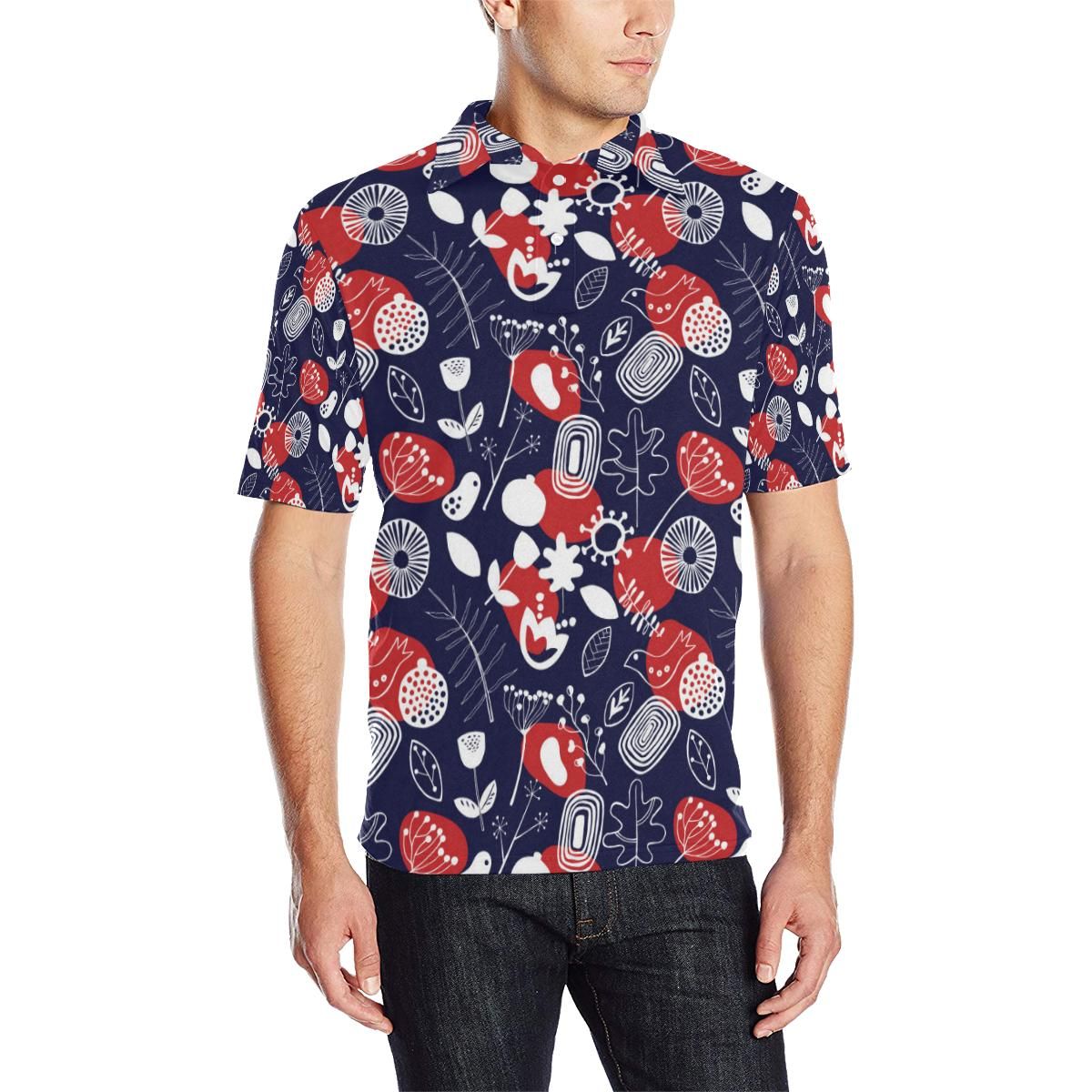 Nordic Pattern Print Design A02 Men Polo Shirt Nordic Pattern Print Design A02 Men Polo Shirt
