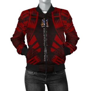 Norfolk Island Women Bomber Jacket - Polynesian Tattoo Red - BN0110 Bomber Jacket