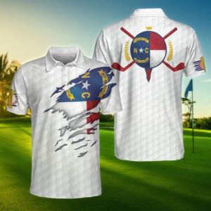 North Carolina flag golfer polo shirt