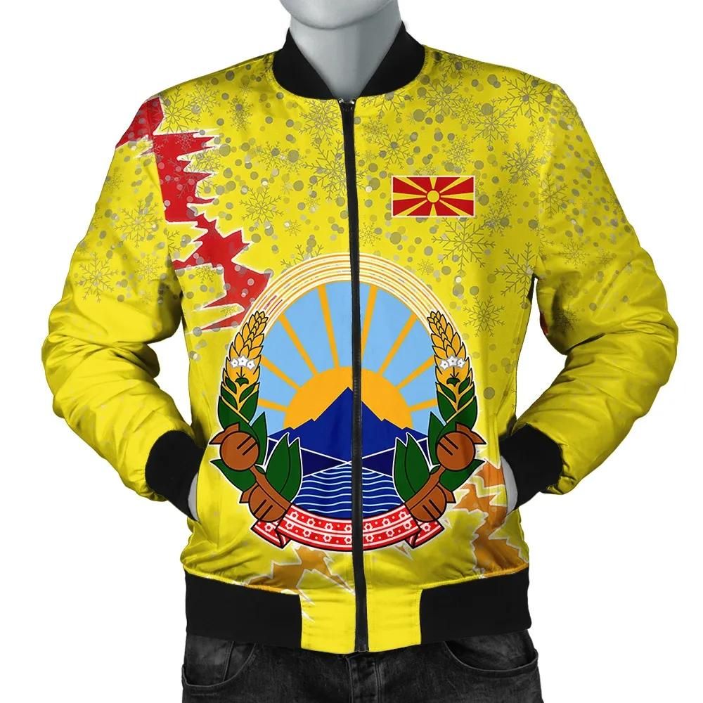 North Macedonia Christmas Coat Of Arms Men Bomber Jacket X Style J78 Bomber Jacket North Macedonia Christmas Coat Of Arms Men Bomber Jacket X Style J78 Bomber Jacket