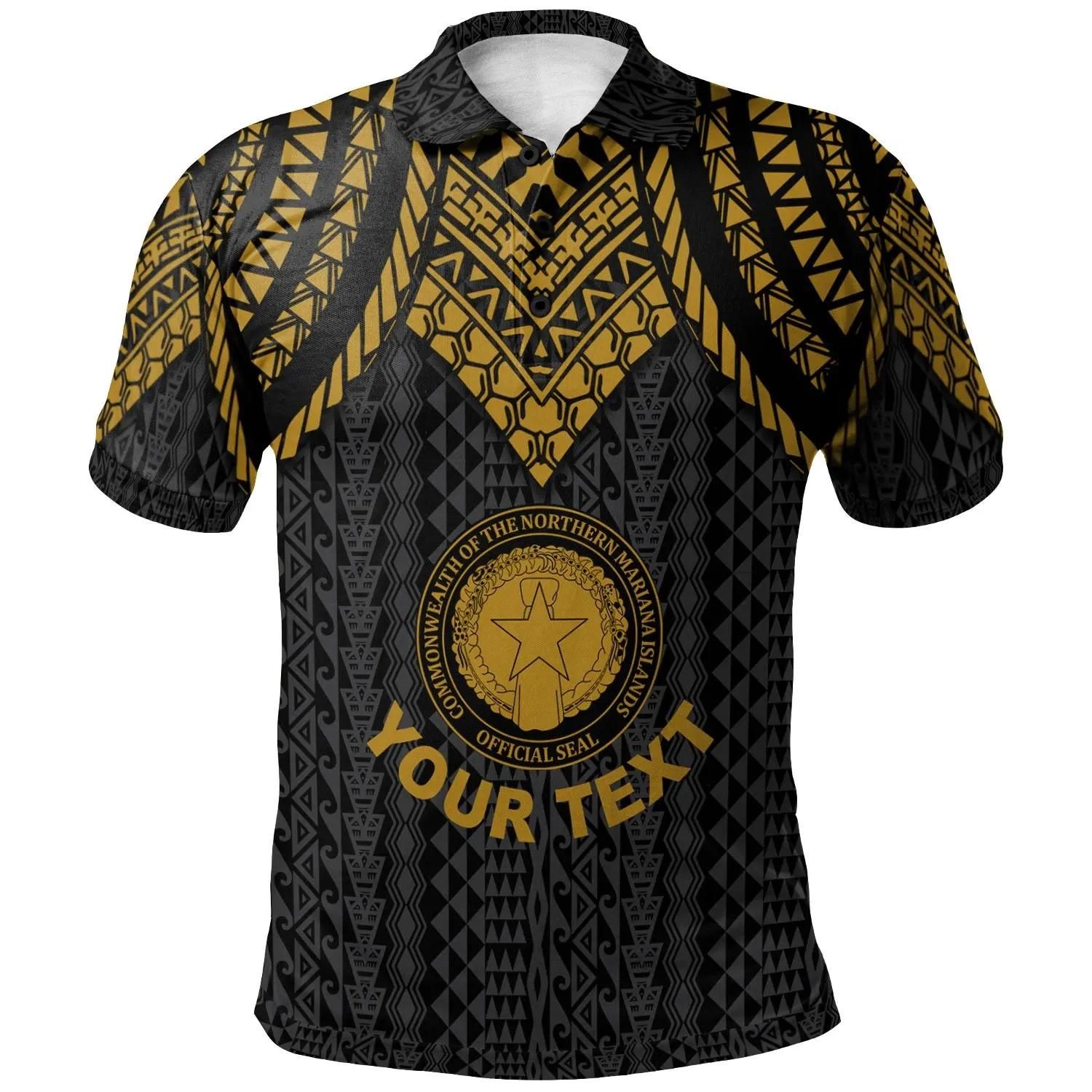 Northern Mariana Islands Custom Personalised Polo Shirt - Polynesian Armor Style Gold - BN39 Northern Mariana Islands Custom Personalised Polo Shirt - Polynesian Armor Style Gold - BN39