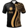 Northern Mariana Islands Polo Shirt Gold - Polynesian Tentacle Tribal Pattern - BN11