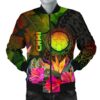 Northern Mariana Islands Polynesian Men's Bomber Jacket - Hibiscus and Banana Leaves - BN15 Bomber Jacket