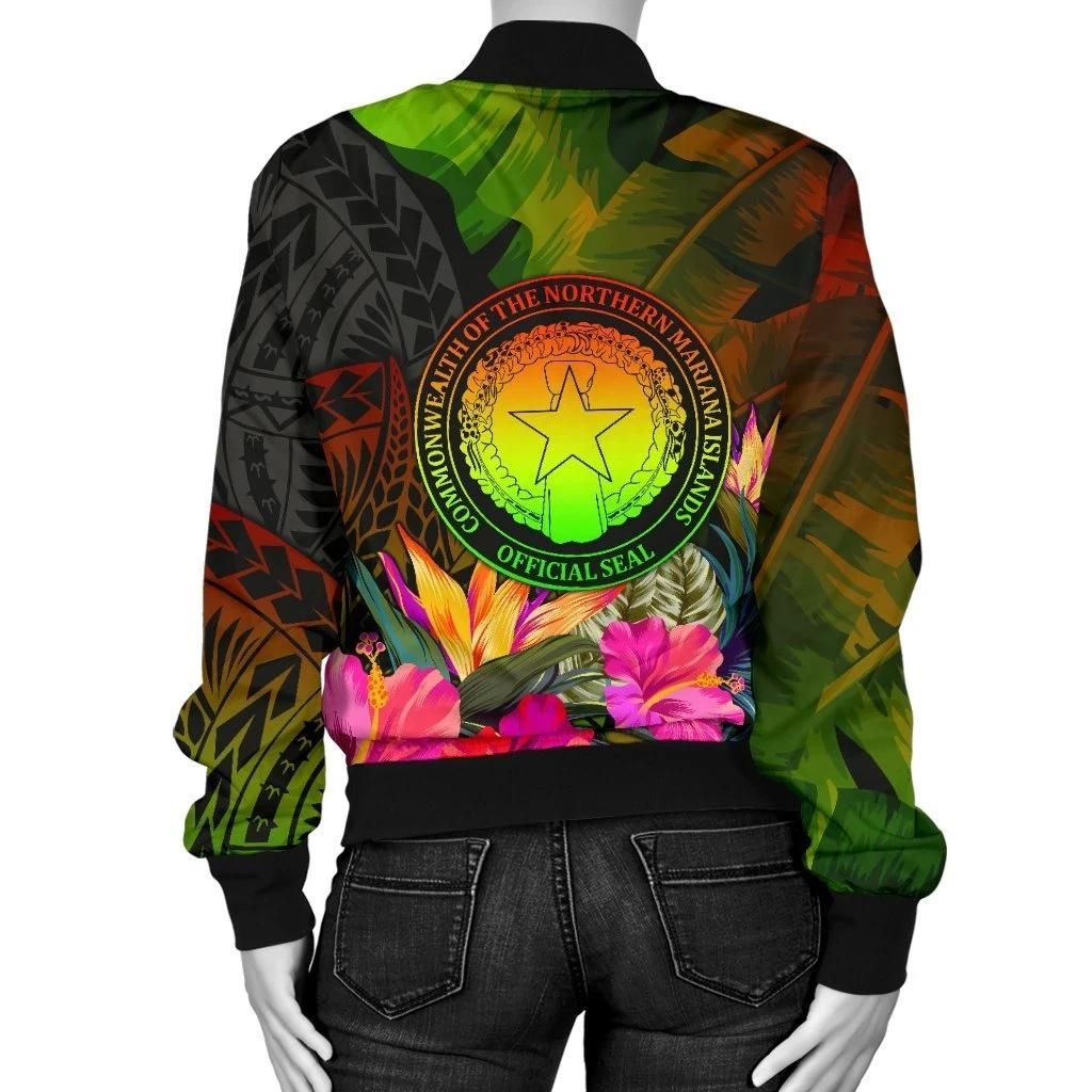 Northern-Mariana-Islands-Polynesian-Womens-Bomber-Jacket-Hibiscus-and-Banana-Leaves-BN15-Bomber-Jacket-1