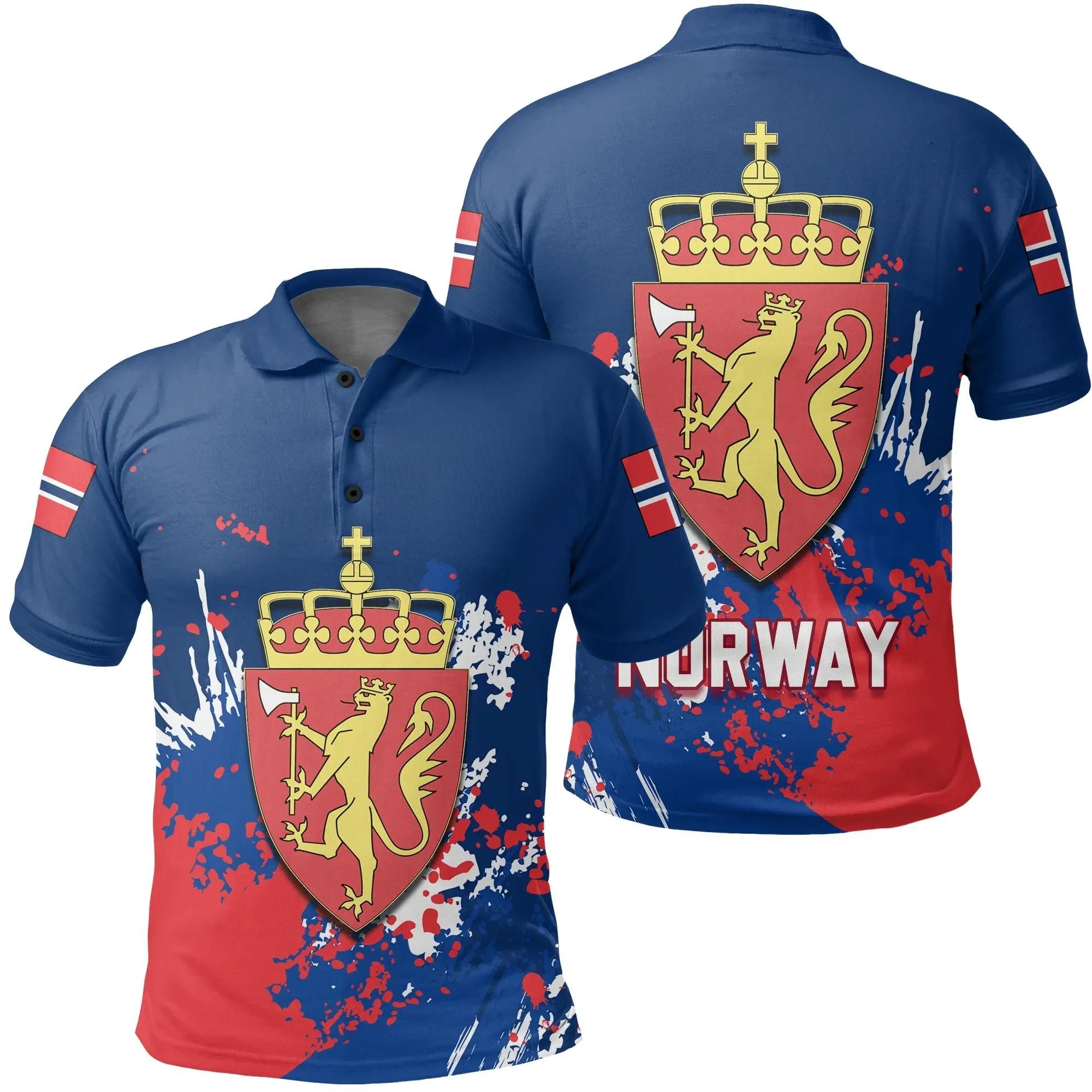 Norway Coat Of Arms Polo Shirt Spaint Style J8W Norway Coat Of Arms Polo Shirt Spaint Style J8W