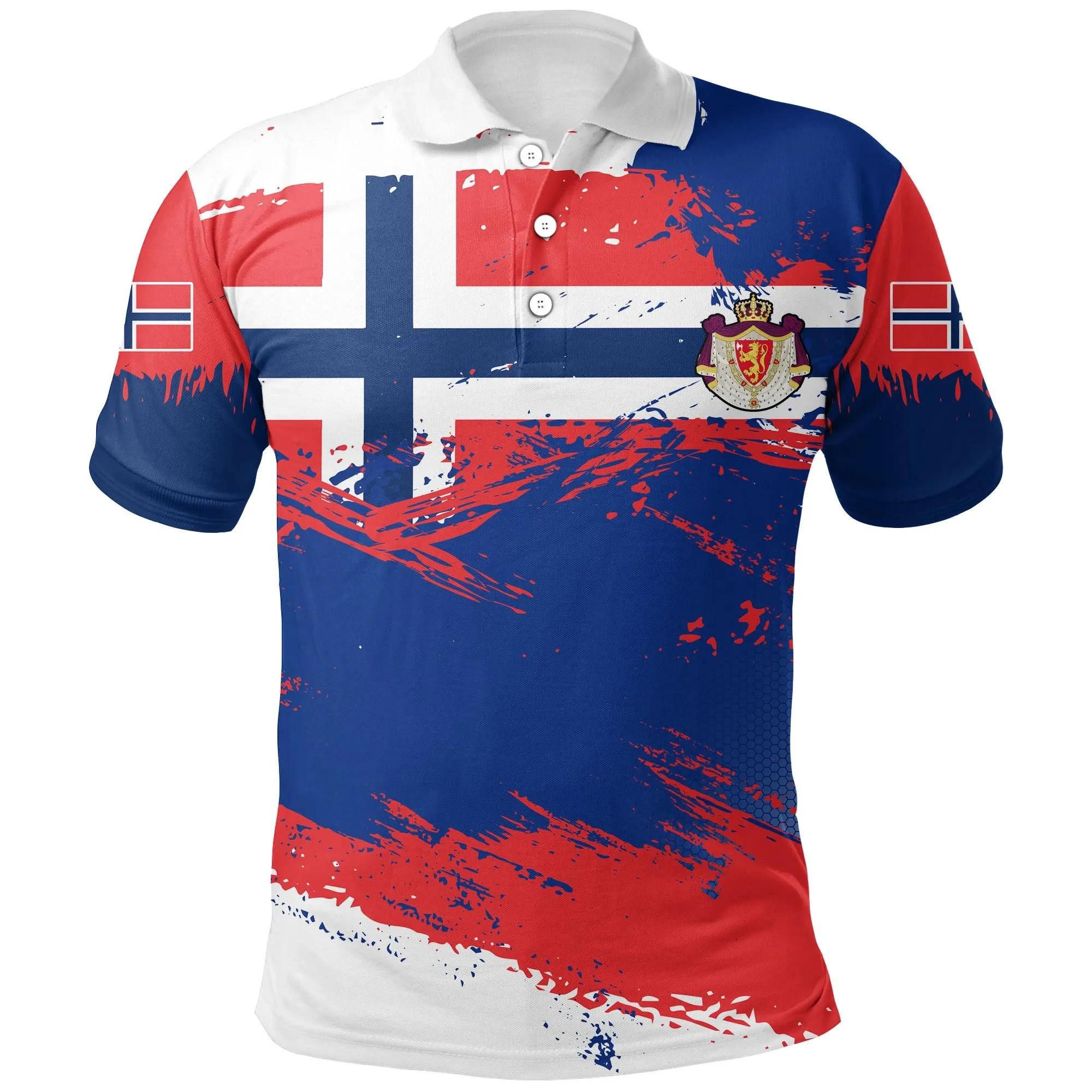 Norway Polo Shirt - Norway Flag Brush A02 Norway Polo Shirt - Norway Flag Brush A02