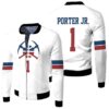Nuggets Michael Porter Jr 2020-21 Earned Edition White Jersey Inspired Bomber Jacket
