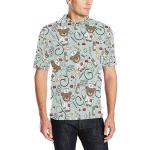Nurse Bear Pattern Print Design A01 Men Polo Shirt
