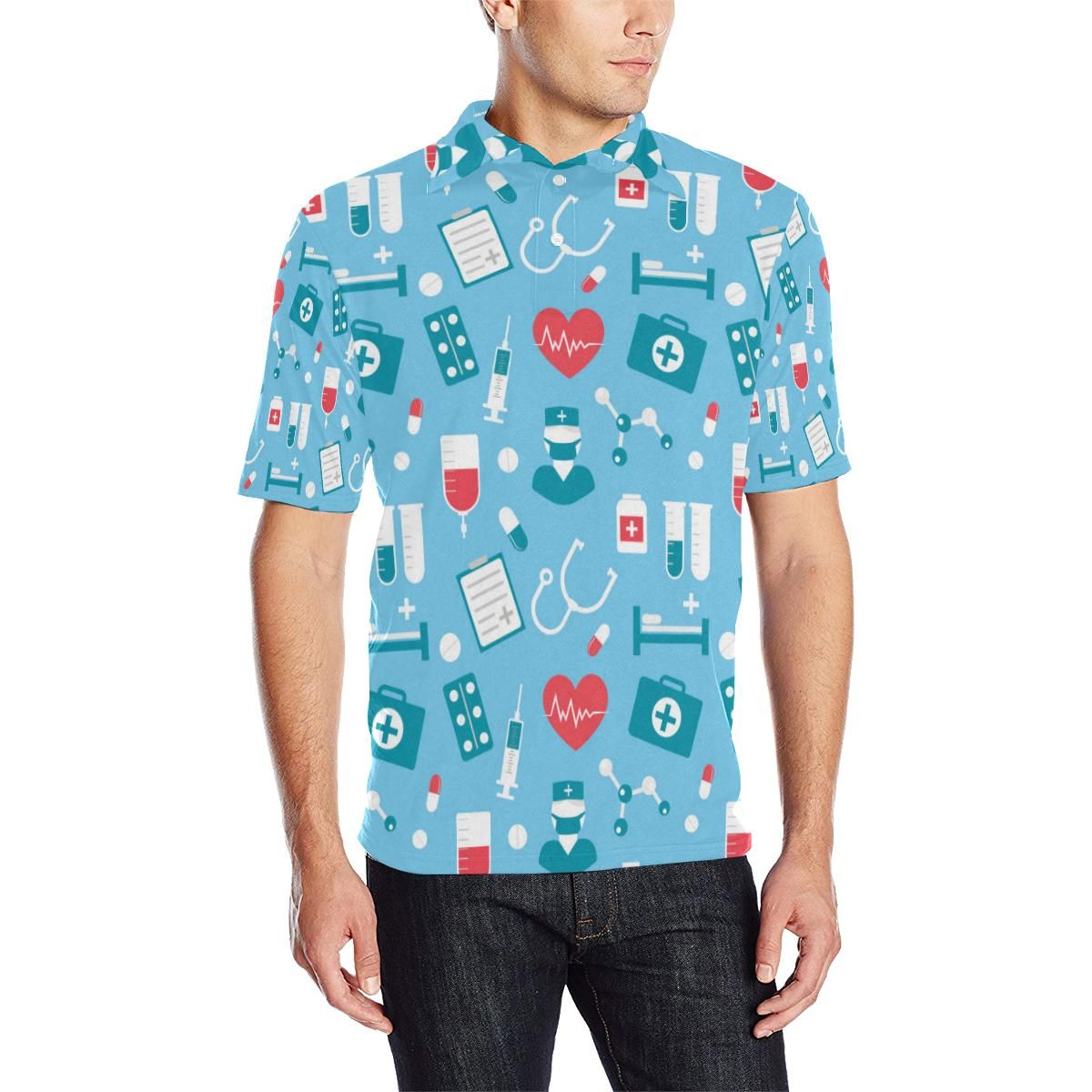 Nurse Pattern Print Design A03 Men Polo Shirt Nurse Pattern Print Design A03 Men Polo Shirt