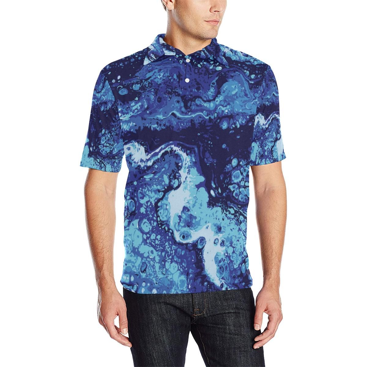 Ocean Liquid Pattern Print Design A03 Men Polo Shirt Ocean Liquid Pattern Print Design A03 Men Polo Shirt