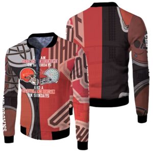 Ohio State Buckeye On Saturdays Cleverland Brown On Sundays 3D Bomber Jacket