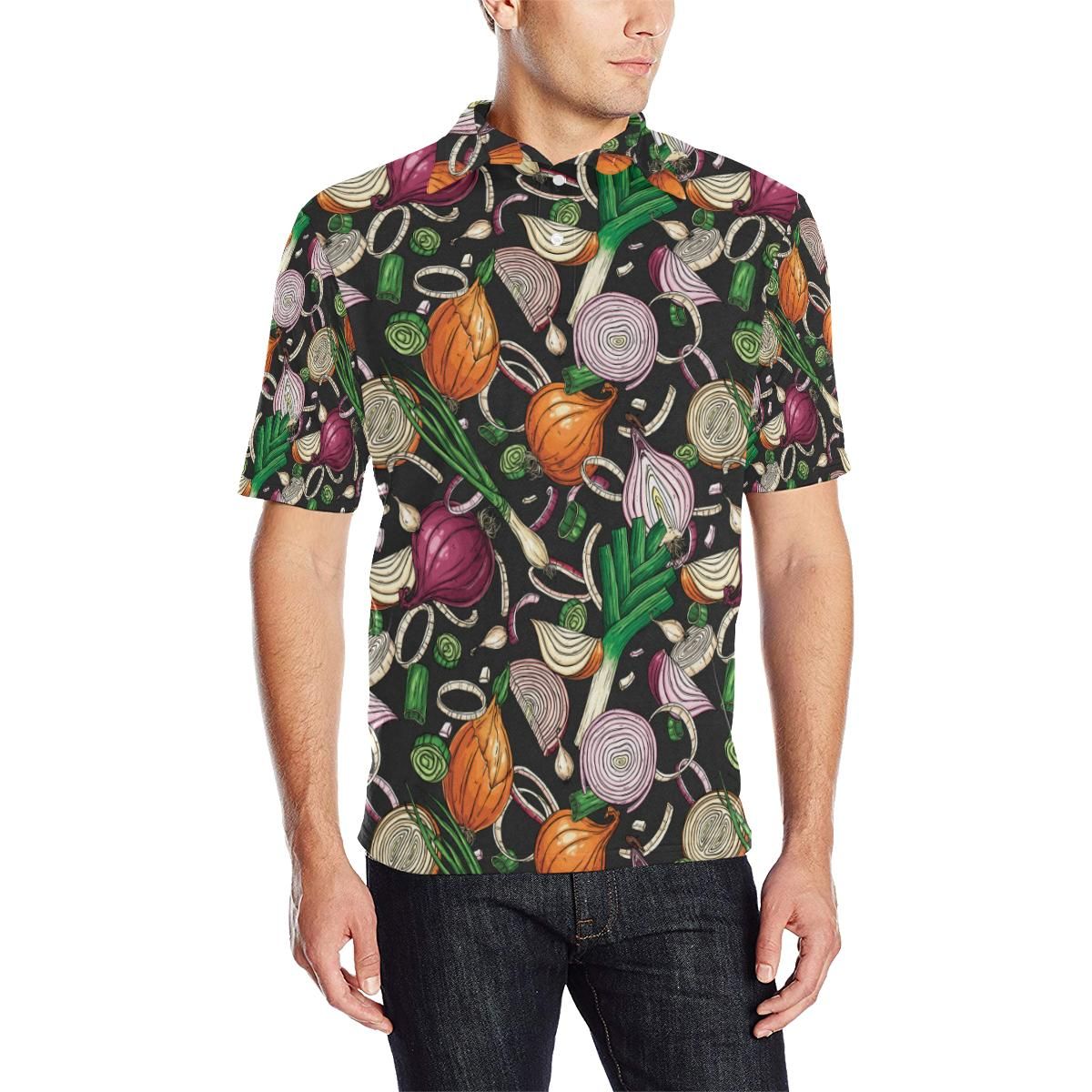 Onion Pattern Print Design A03 Men Polo Shirt Onion Pattern Print Design A03 Men Polo Shirt