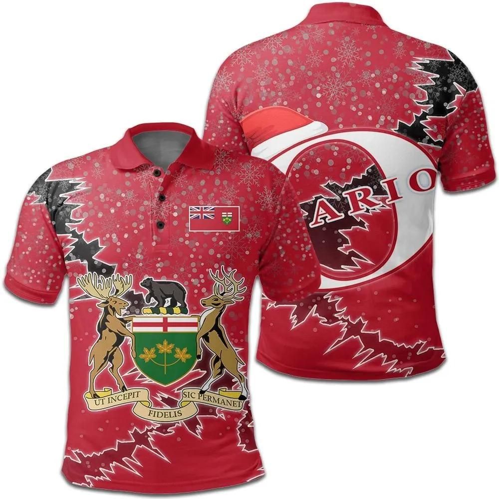 Ontario Christmas Coat Of Arms Polo Shirt X Style J78 Ontario Christmas Coat Of Arms Polo Shirt X Style J78