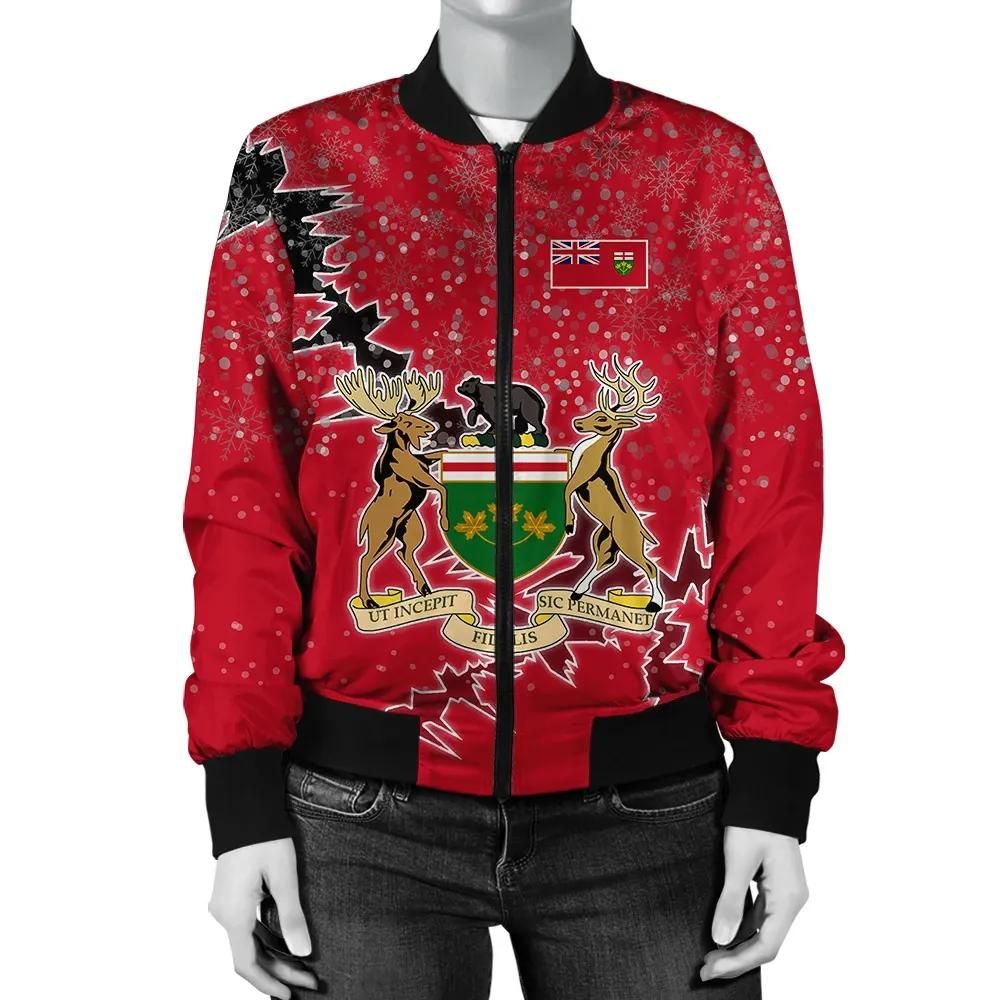 Ontario Christmas Coat Of Arms Women Bomber Jacket X Style J78 Bomber Jacket Ontario Christmas Coat Of Arms Women Bomber Jacket X Style J78 Bomber Jacket