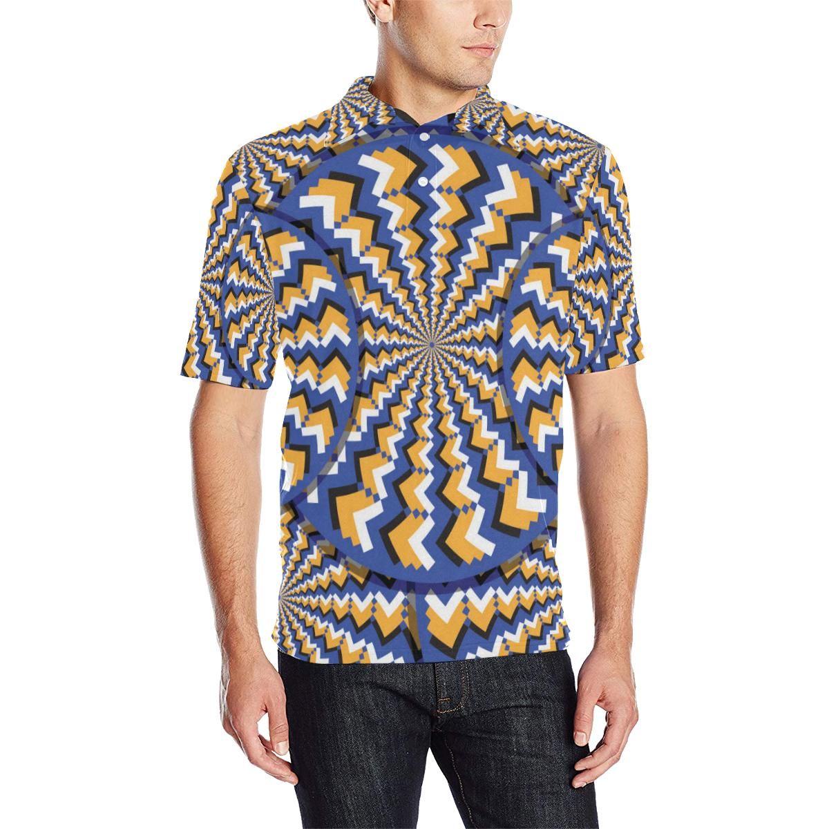Optical Illusion Pattern Print Design A01 Men Polo Shirt Optical Illusion Pattern Print Design A01 Men Polo Shirt