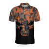 Orange Camouflage Skull Golf 3D All Over Printed Polo Shirt