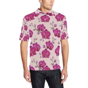 Orchid Pattern Print Design A02 Men Polo Shirt