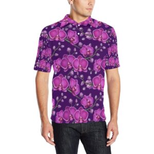 Orchid Pattern Print Design A03 Men Polo Shirt