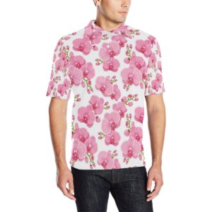 Orchid Pink Pattern Print Design Or07 Men Polo Shirt