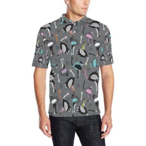 Ostrich Pattern Print Design 01 Men Polo Shirt