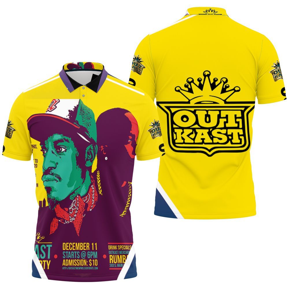 Outkast Watch Party Graffiti Style Polo Shirt Outkast Watch Party Graffiti Style Polo Shirt