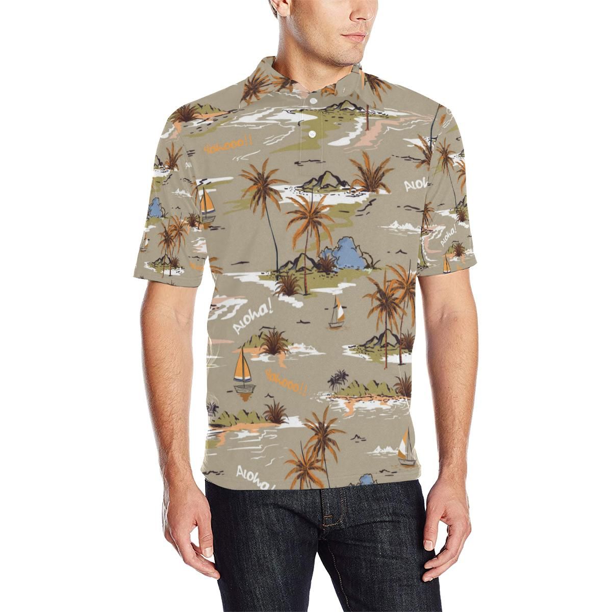 Pacific Island Pattern Print Design A05 Men Polo Shirt Pacific Island Pattern Print Design A05 Men Polo Shirt