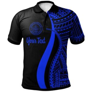 Palau Custom Personalised Polo Shirt Blue - Polynesian Tentacle Tribal Pattern - BN11