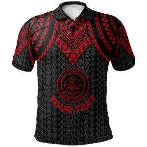 Palau Custom Personalised Polo Shirt - Polynesian Armor Style Red - BN39