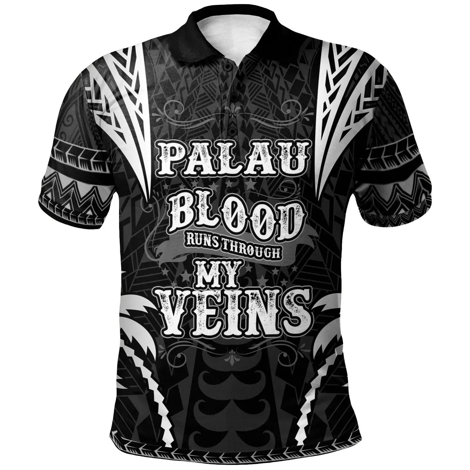 Palau Polo Shirt - Blood Runs Through My Veins Style Black - BN39 Palau Polo Shirt - Blood Runs Through My Veins Style Black - BN39