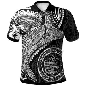 Palau Polo Shirt - Humpback Whale & Coat of Arms White - BN1922