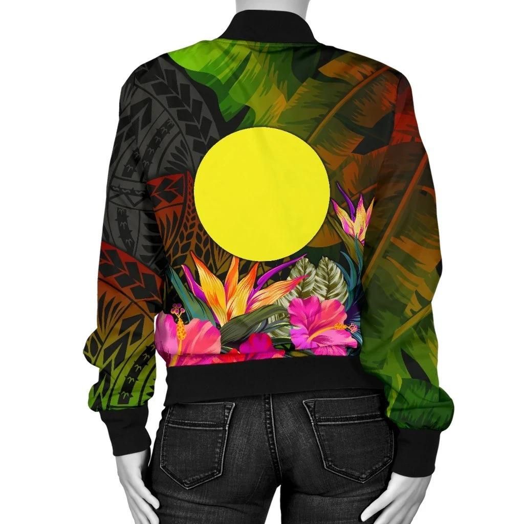 Palau-Polynesian-Womens-Bomber-Jacket-Hibiscus-and-Banana-Leaves-BN15-Bomber-Jacket-1