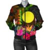 Palau Polynesian Women's Bomber Jacket - Hibiscus and Banana Leaves - BN15 Bomber Jacket