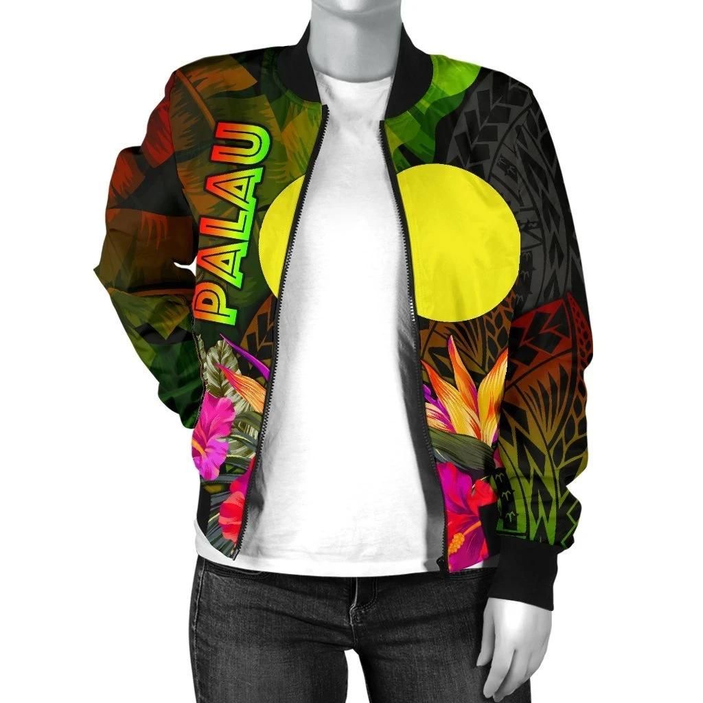 Palau-Polynesian-Womens-Bomber-Jacket-Hibiscus-and-Banana-Leaves-BN15-Bomber-Jacket-2