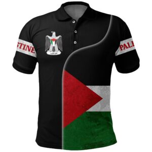 Palestine Flag Polo Shirt - Coat Of Arms A31