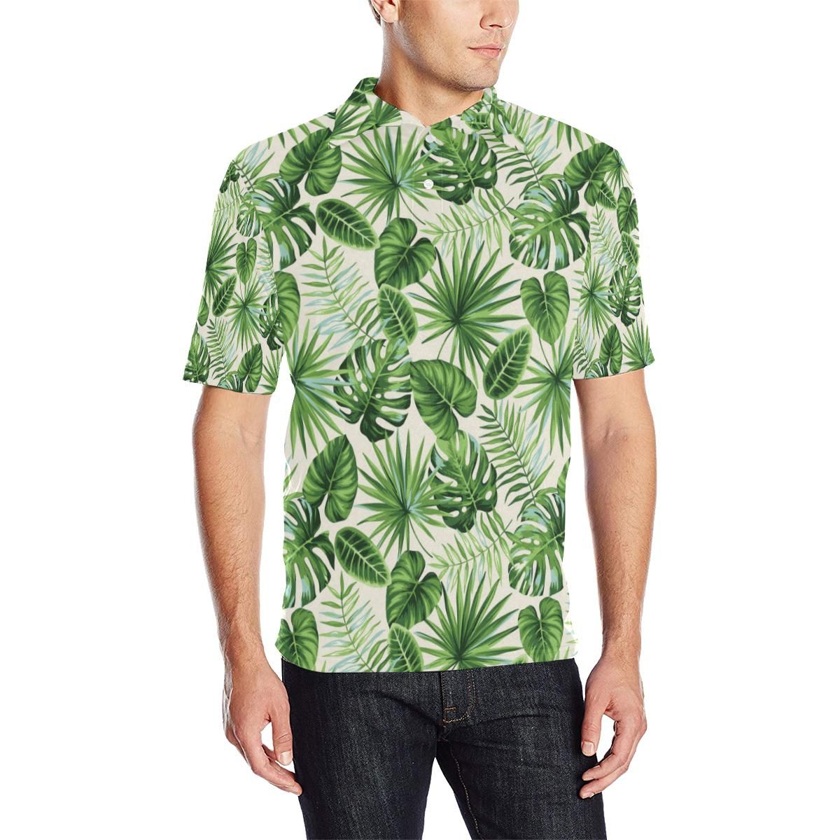 Palm Leaf Pattern Print Design A01 Men Polo Shirt Palm Leaf Pattern Print Design A01 Men Polo Shirt
