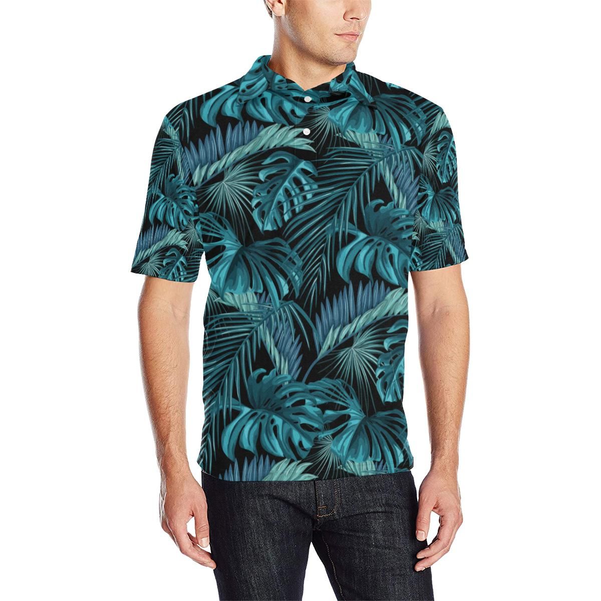 Palm Leaf Pattern Print Design A03 Men Polo Shirt Palm Leaf Pattern Print Design A03 Men Polo Shirt