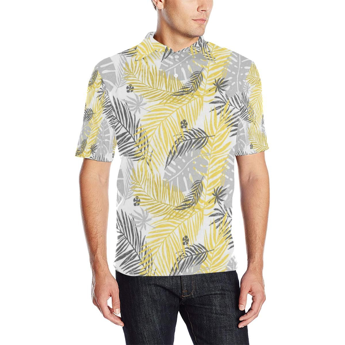 Palm Leaves Pattern Print Design Pl012 Men Polo Shirt Palm Leaves Pattern Print Design Pl012 Men Polo Shirt