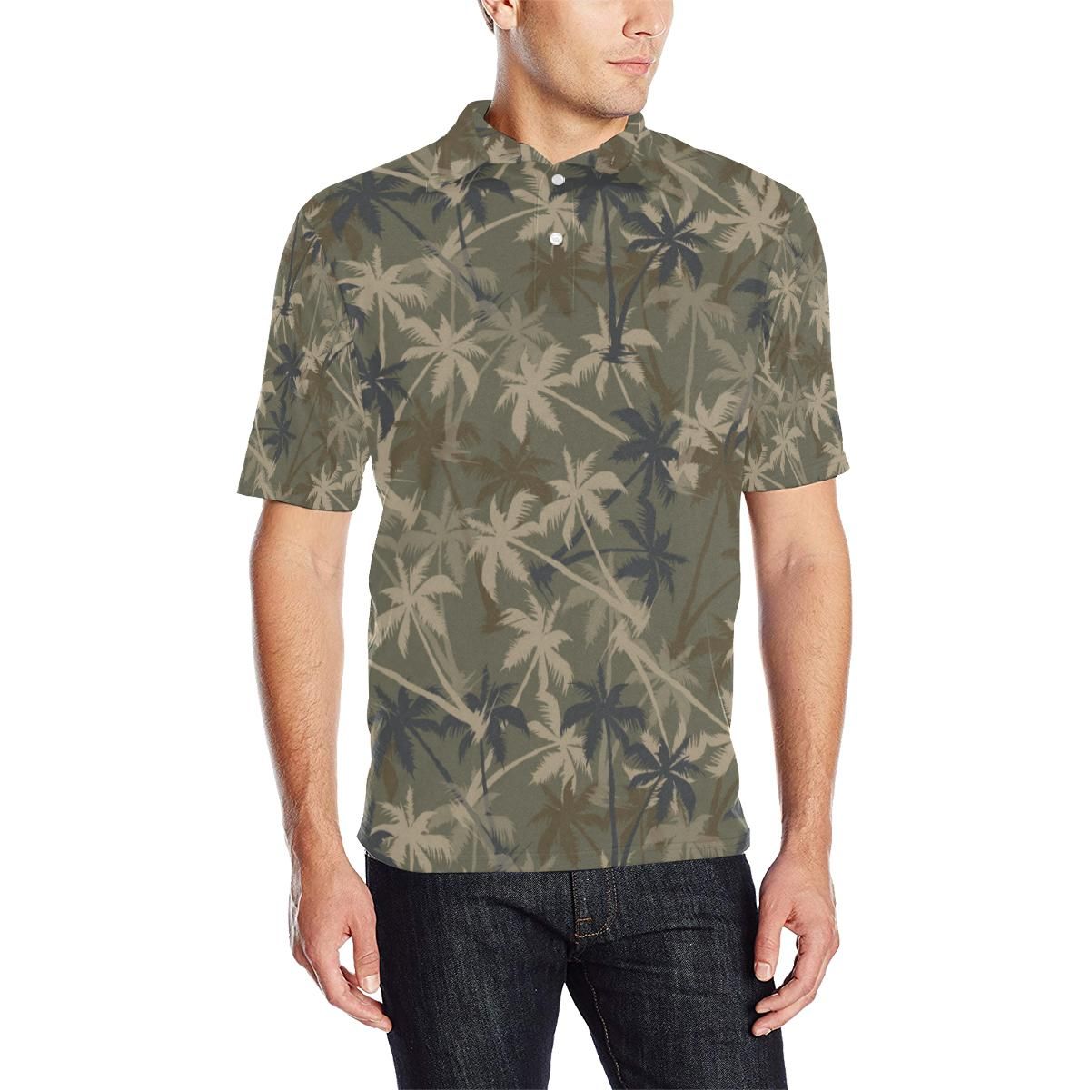 Palm Tree Camouflage Men Polo Shirt Palm Tree Camouflage Men Polo Shirt