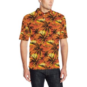 Palm Tree Pattern Print Design A02 Men Polo Shirt