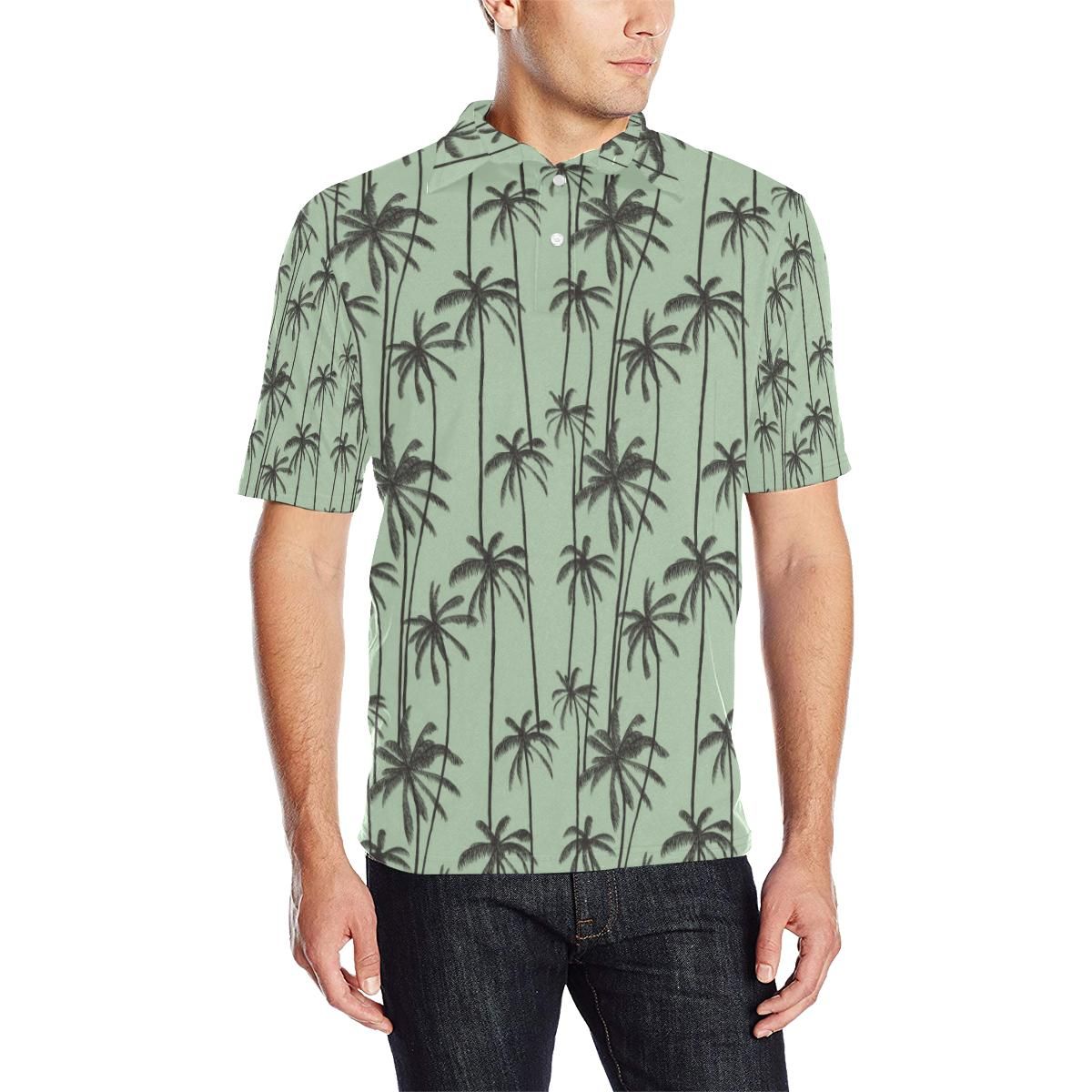 Palm Tree Pattern Print Design A04 Men Polo Shirt Palm Tree Pattern Print Design A04 Men Polo Shirt