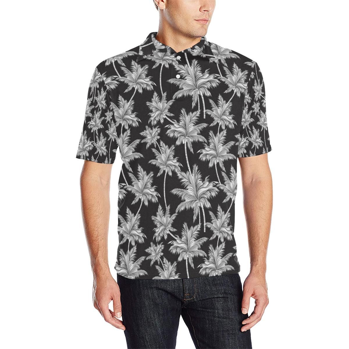 Palm Tree Pattern Print Design Pt03 Men Polo Shirt Palm Tree Pattern Print Design Pt03 Men Polo Shirt