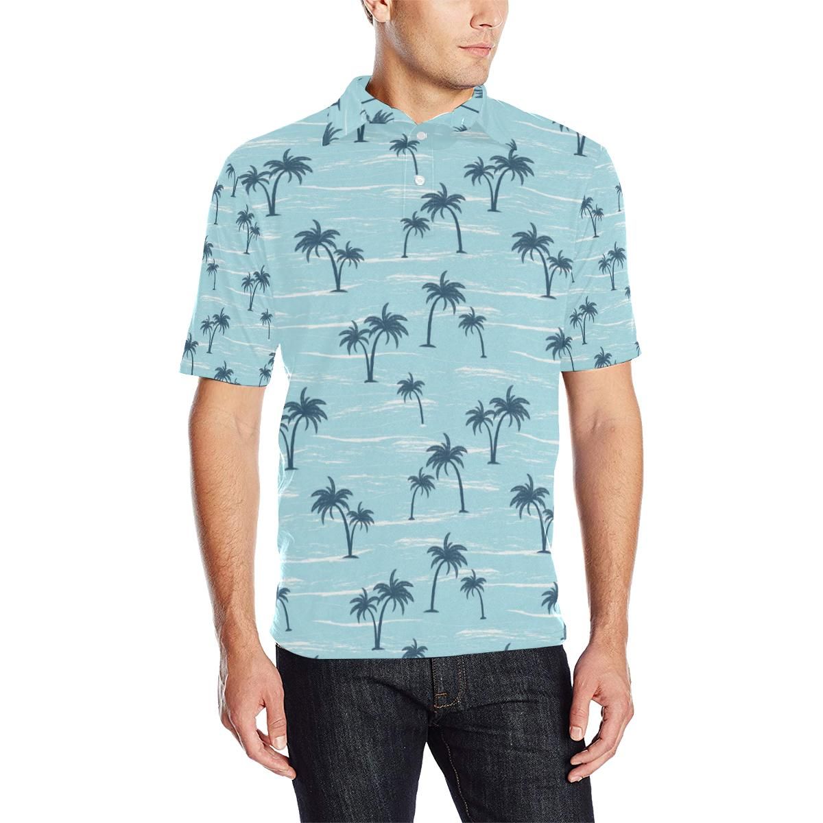 Palm Tree Pattern Print Design Pt04 Men Polo Shirt Palm Tree Pattern Print Design Pt04 Men Polo Shirt