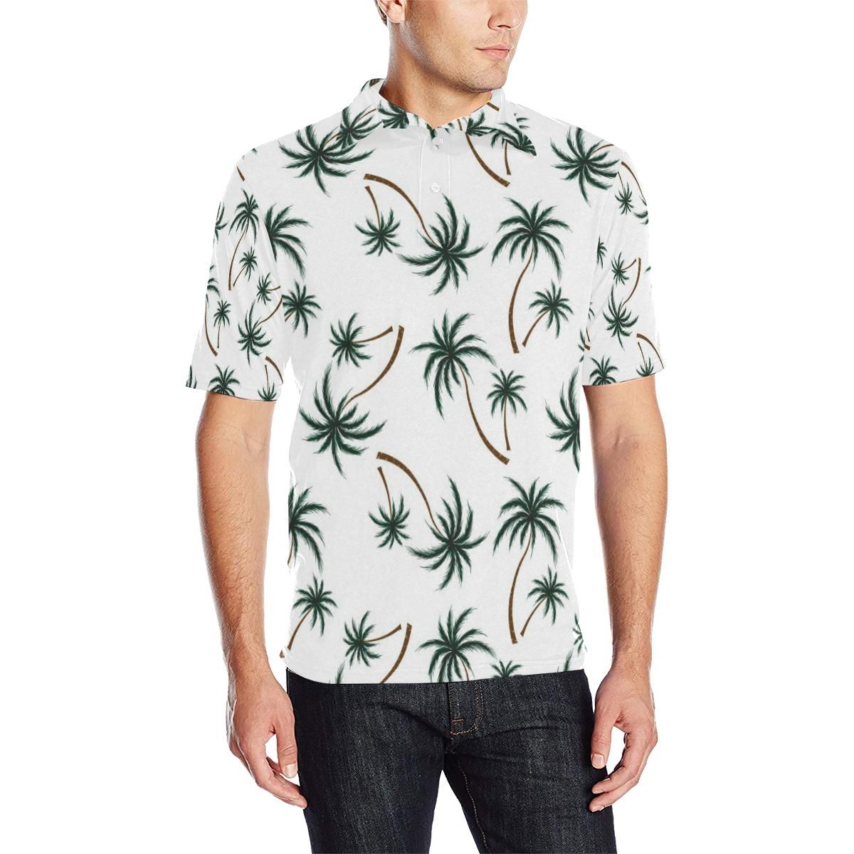 Palm Tree Pattern Print Design Pt07 Men Polo Shirt Palm Tree Pattern Print Design Pt07 Men Polo Shirt