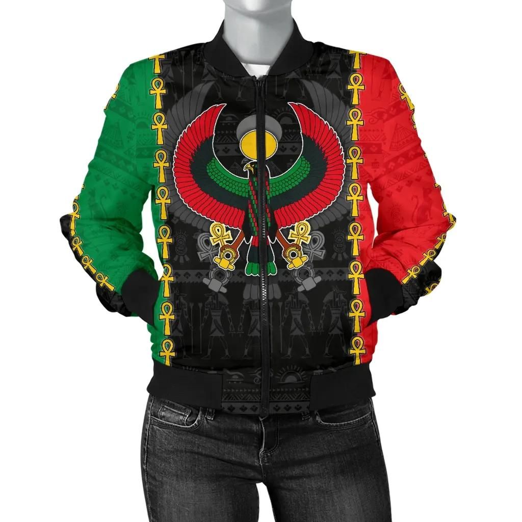 Pan African Women's Bomber Jacket - Pan-Africanism Ancient Egypt Horus - BN15 Bomber Jacket Pan African Women's Bomber Jacket - Pan-Africanism Ancient Egypt Horus - BN15 Bomber Jacket