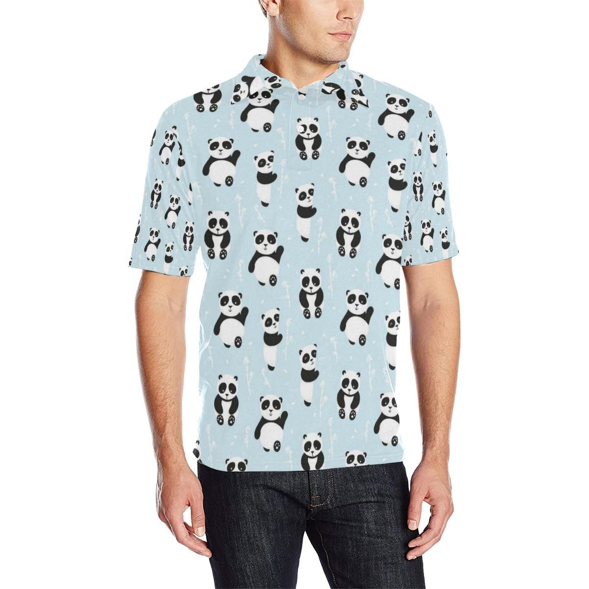 Panda Pattern Print Design A01 Men Polo Shirt Panda Pattern Print Design A01 Men Polo Shirt