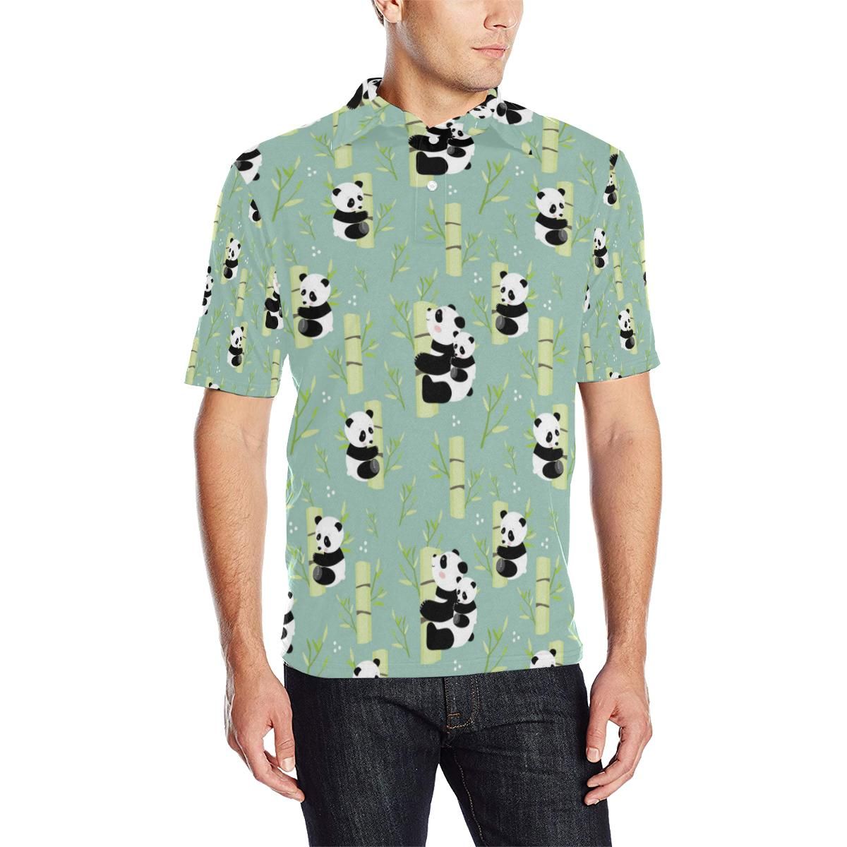 Panda Pattern Print Design A03 Men Polo Shirt Panda Pattern Print Design A03 Men Polo Shirt
