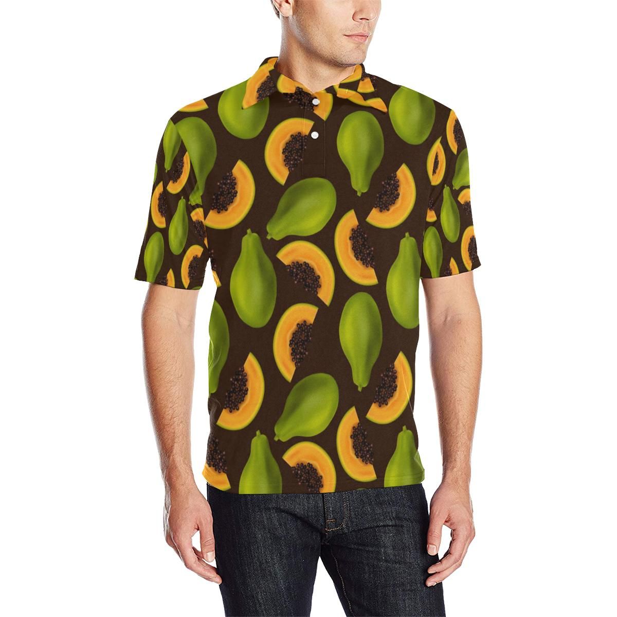 Papaya Pattern Print Design Pp04 Men Polo Shirt Papaya Pattern Print Design Pp04 Men Polo Shirt